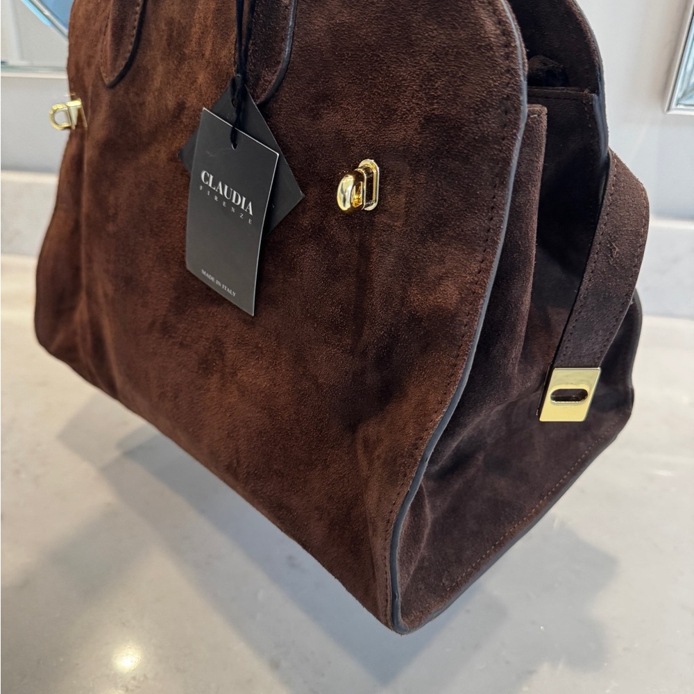Viral CLAUDIA FIRENZE Chocolate Brown
Suede Leather Tote Satchel Bag 🤎 - Picture 6 of 13